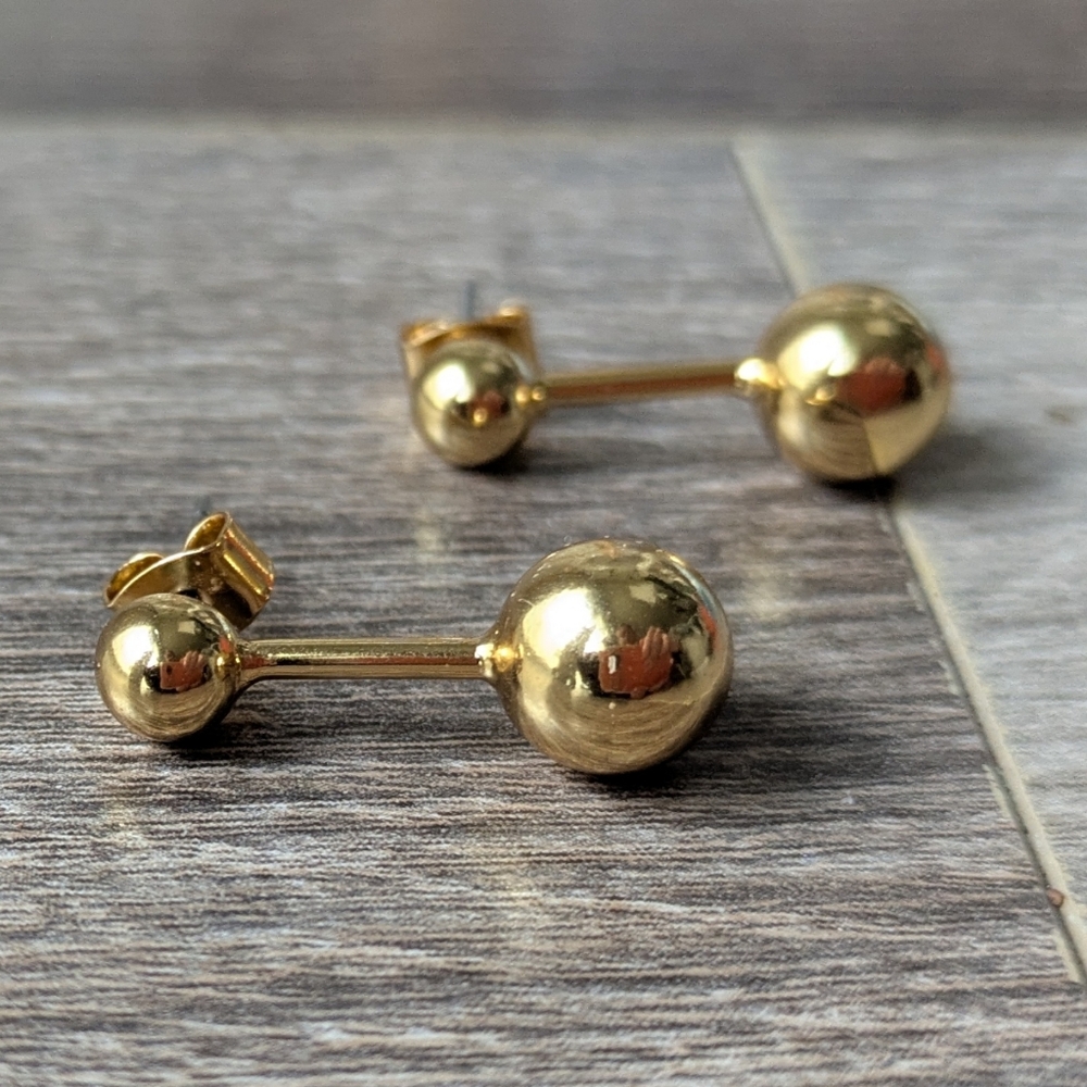 Source Unknown Gold Sphere Earrings